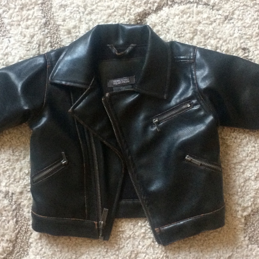 Kenneth Cole faux black leather jacket boy 12 m